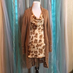 Joseph A. Brown Crochet cardigan sweater